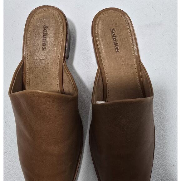 Soludos Venetian Mule Slide Heels Brown Leather Sz 7.5 - Picture 3 of 9